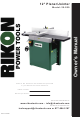 Rikon Power Tools 25-200 Owner's Manual