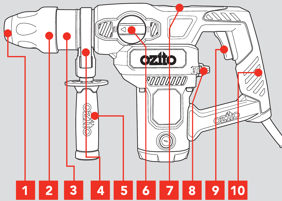 Ozito RHD4100 Rotary Hammer Drill Kit Manual ManualsLib