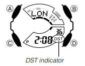 CASIO - G-SHOCK GA110 - To toggle a city code time between Standard Time and Daylight Saving Time To toggle a city code time between Standard Time and Daylight Saving Time