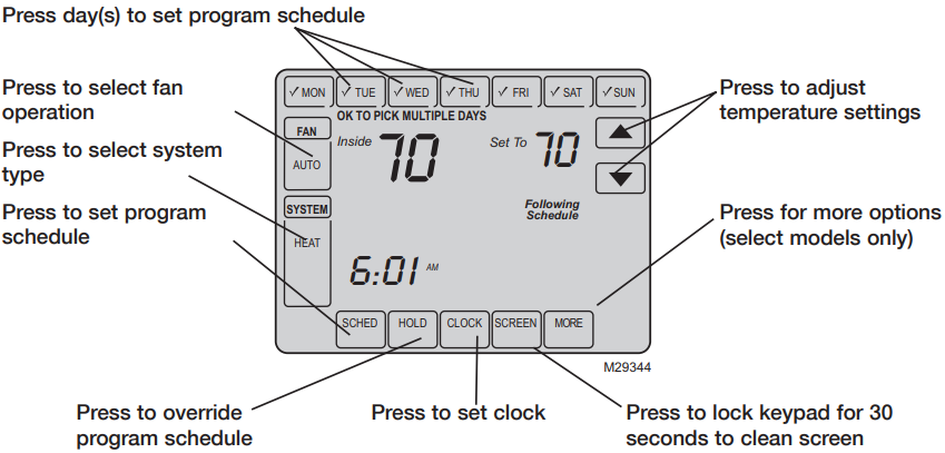 Honeywell Visionpro Th8000 Touchscreen Programmable Thermostat Operating Manual Manualslib 1395