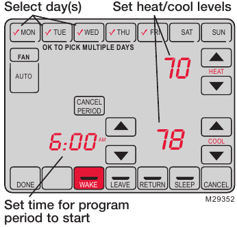 To adjust program schedules - Step 2 - Select days