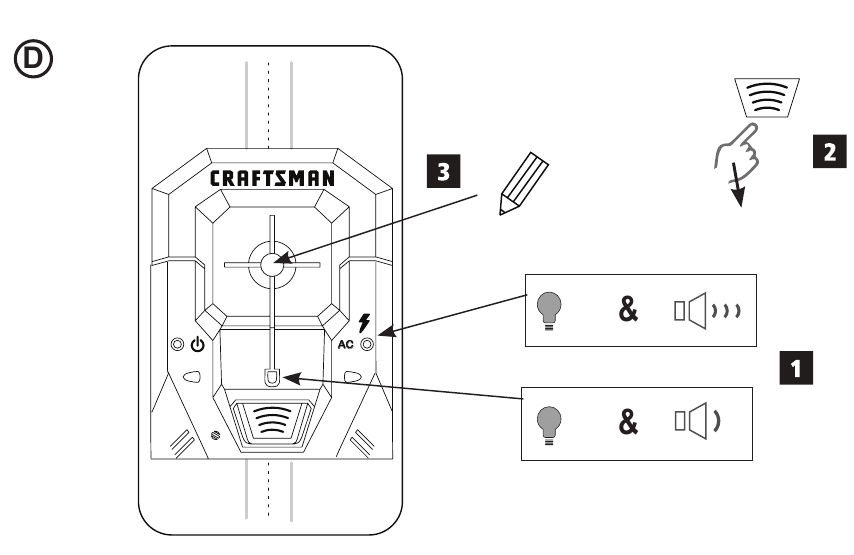 CRAFTSMAN CMHT77621, CMHT77620 Stud Finder With AC Detection Manual