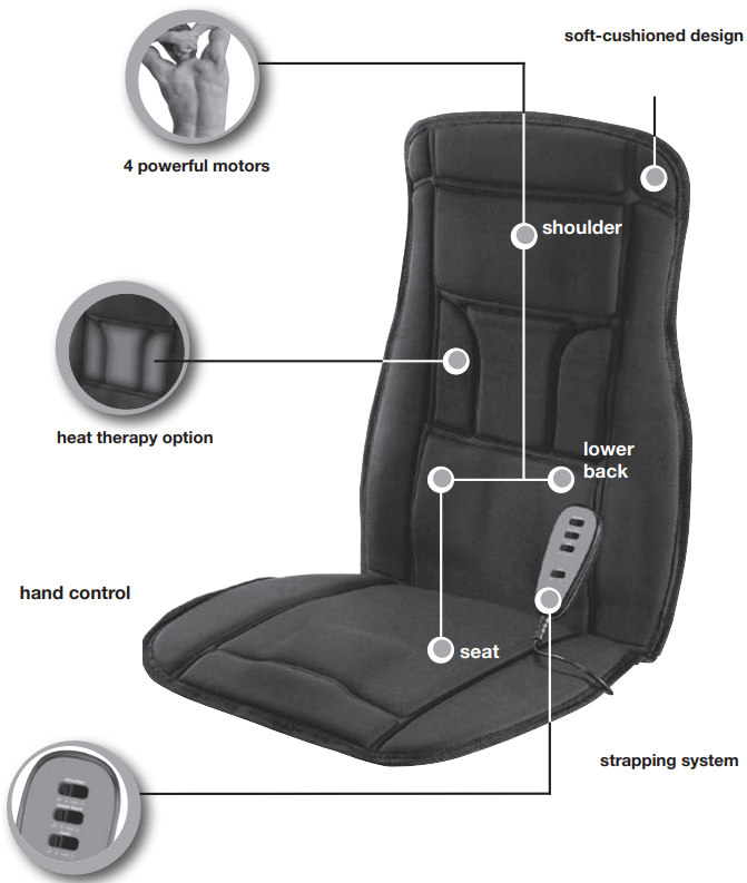 Conair Bm1rl Heated Massage Cushion Manual Manualslib 