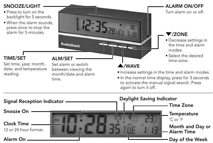 Radio Shack 63246 Atomic Alarm Clock Manual ManualsLib
