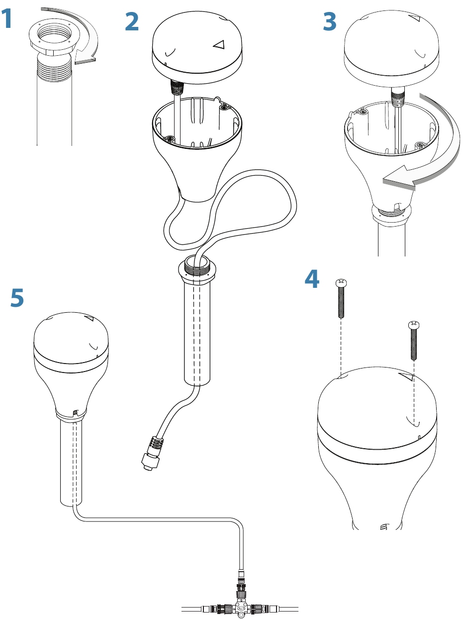 Lowrance Point1, Simrad GS25, B&G ZG100 GPS Antenna Installation