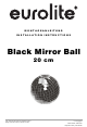EuroLite Black Mirror Ball 20 cm Installation Instructions Manual