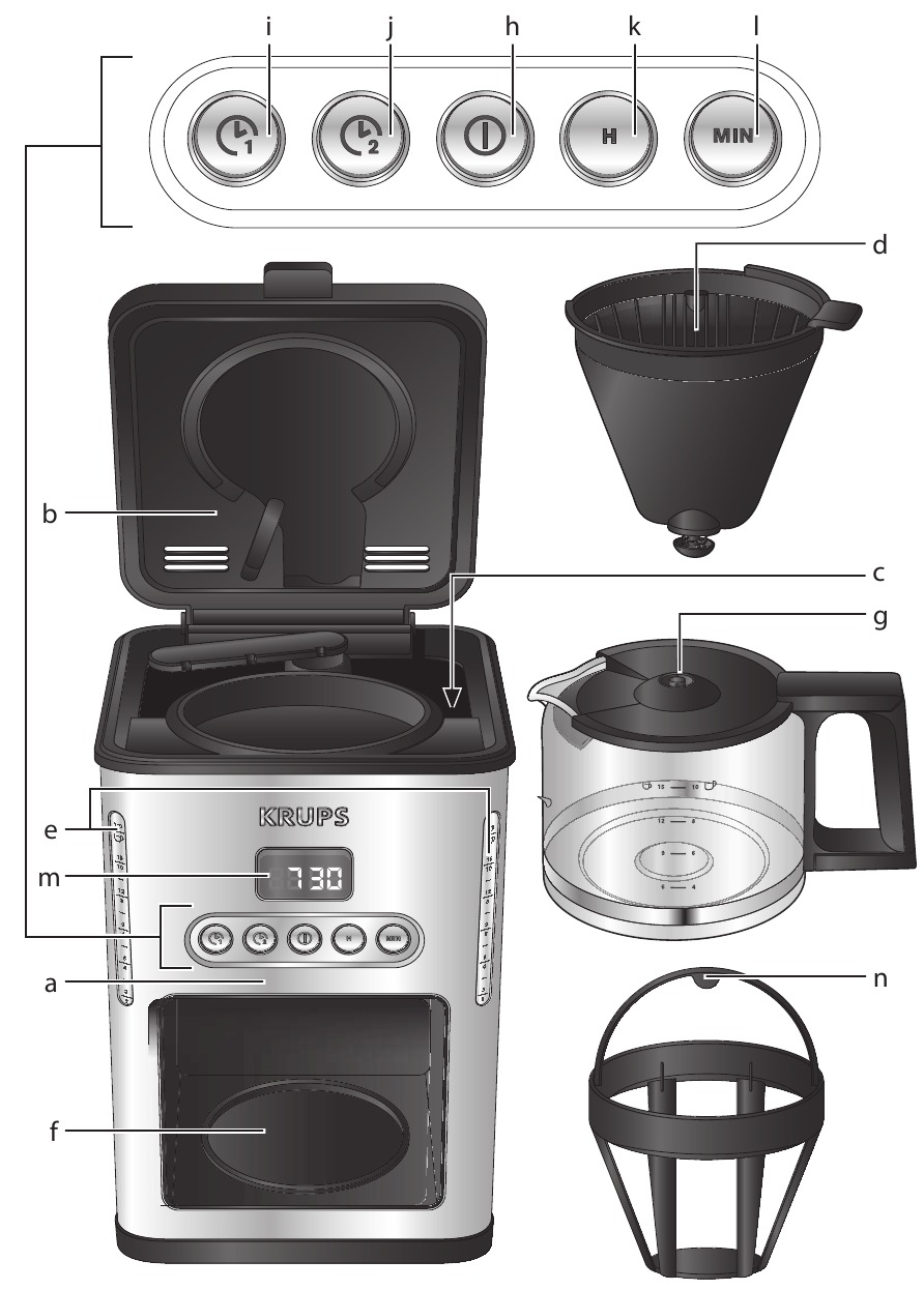 KRUPS Control Line KM442D50 10 Cup Programmable Coffee Maker Manual