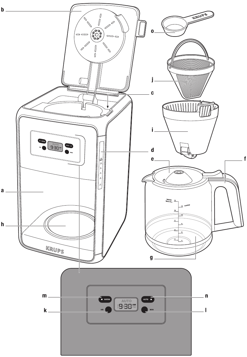 KRUPS Savoy EC311 12Cup Programmable Digital Black Coffee Maker