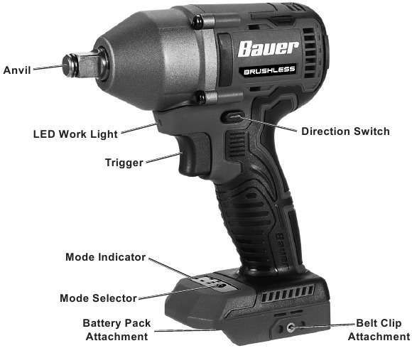 Bauer 2085C-BR, 2083CR-B, 58446, 58637 - 1/2 & 3/8 in. Impact Wrench ...