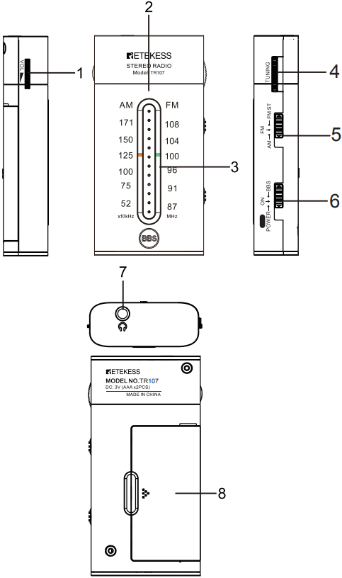 Retekess TR107 - AM/FM 2 Band Radio Manual | ManualsLib