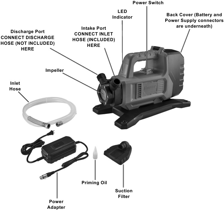 Bauer 191101HB, 56733 DualPower Cordless Transfer Pump Manual