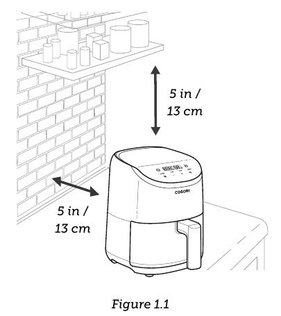 Cosori air fryer safety precautions diagram