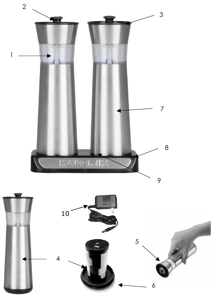 Kalorik PPG 45587 Electric Salt and Pepper Mills ManualsLib