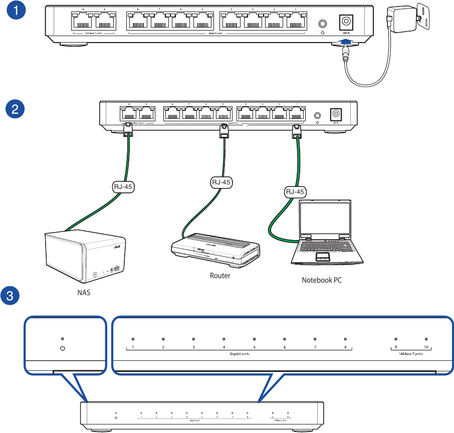 Asus Xg-u2008 - 2-port 10gbase-t+8-port Gigabit Unmanaged Switch Quick 