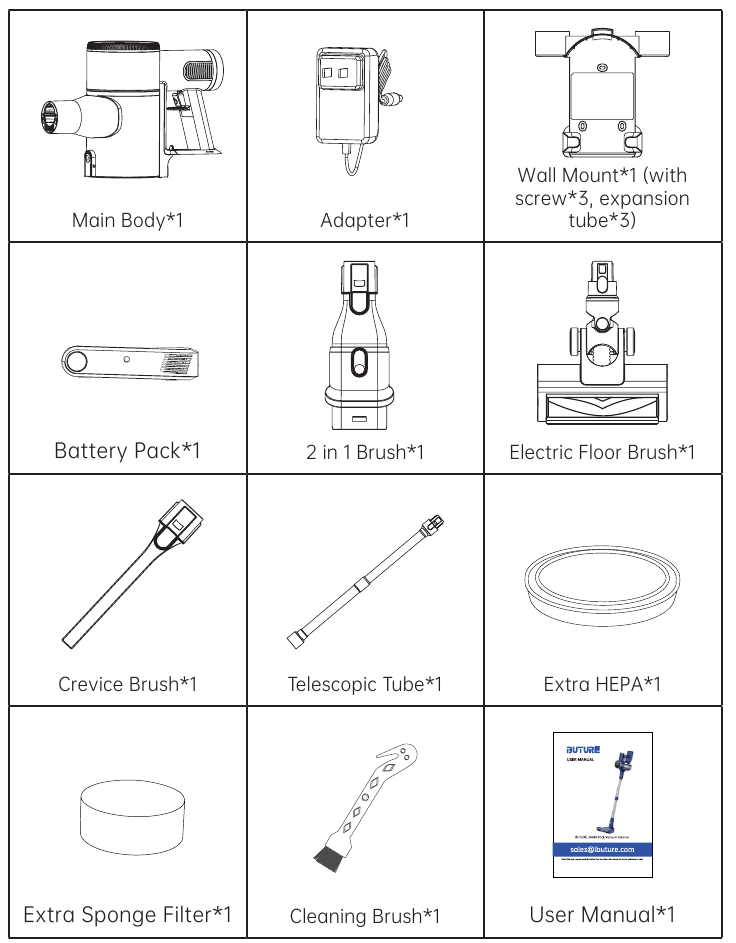 BuTure VC70 Crevice Brush, Flat Nozzle,VC70 Replacement for Cordless Vacuum  Cleaner