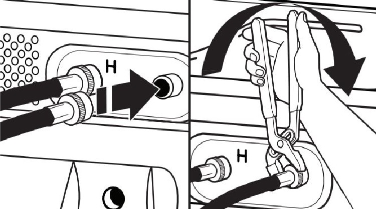 Connect inlet hoses to washer