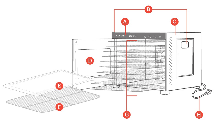 COSORI CFD-P101-SUS - Premium Pro 10-Tray Food Dehydrator Manual ...