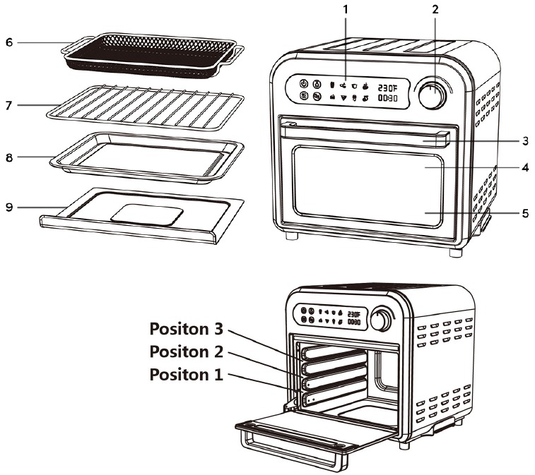 Elite Gourmet EAF1010D - 10L Digital Air Fryer Oven Manual