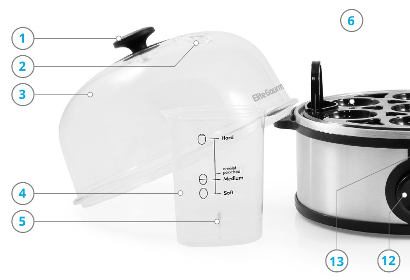 Elite Gourmet EGC648 Stainless Steel Easy Egg Cooker, Poacher Manual