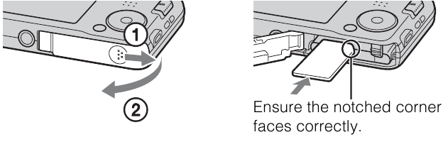 Inserting a memory card (sold separately)