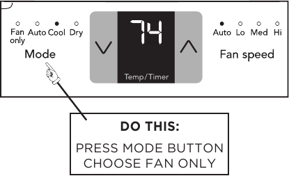 TO OPERATE ON FAN ONLY - Step 1