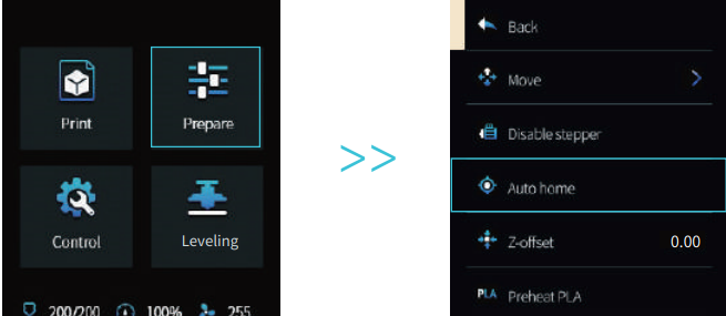 Auxiliary levelling - Step 2 - Returning to start