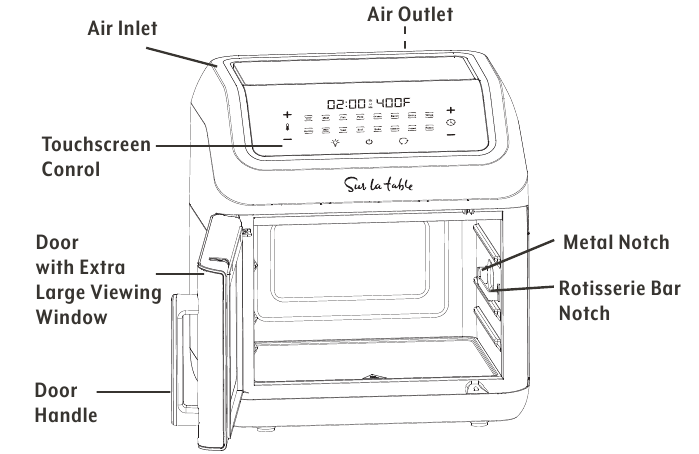 Sur La Table 13 Quart Multifunctional Air Fryer SLT-1807 - New