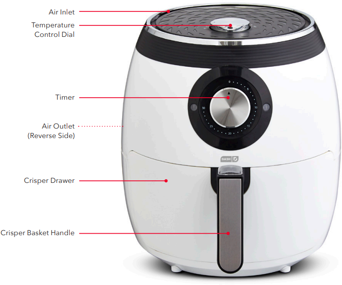 Dash DFAF455GB Deluxe Electric Air Fryer Manual & Recipes ManualsLib