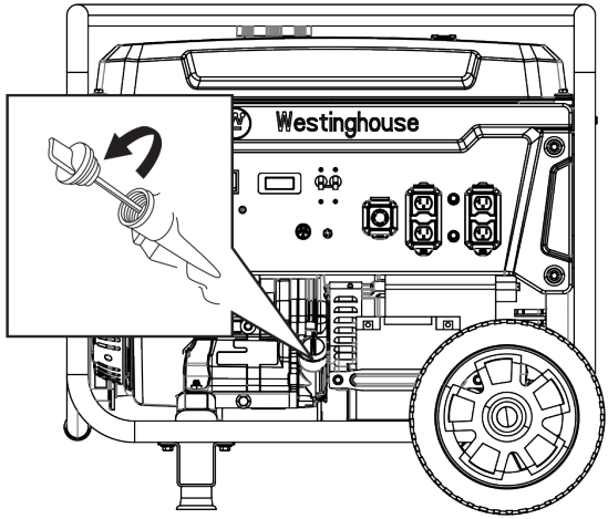 On a level surface, remove the oil dipstick.