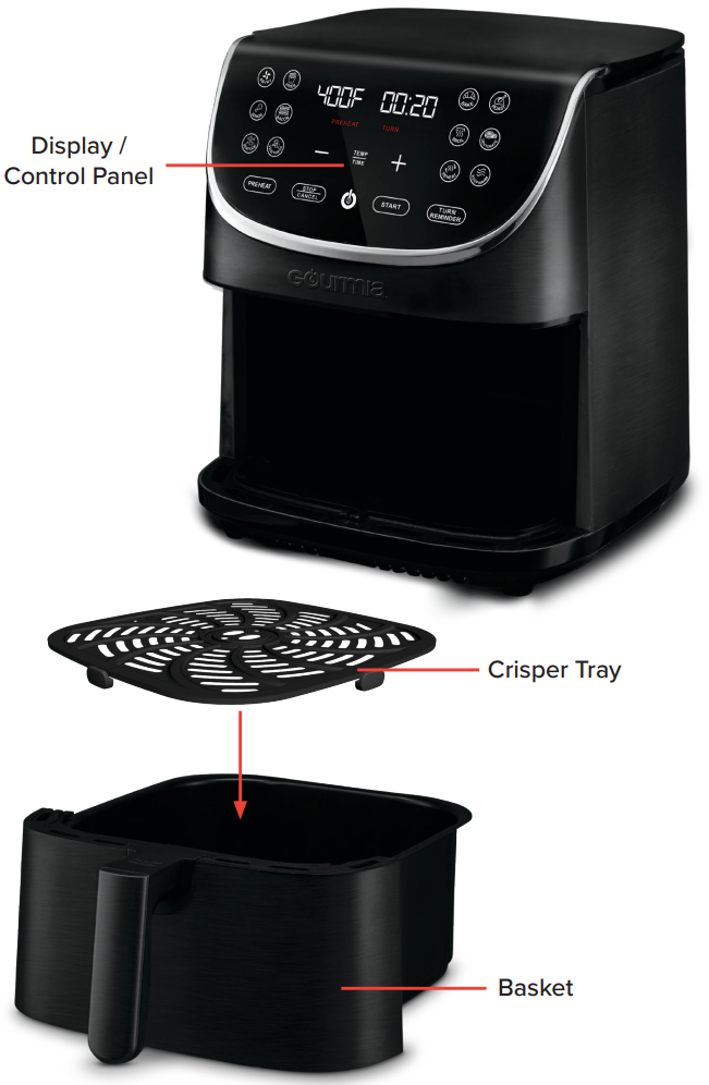 Air Fryers, Gourmia GAF718 Digital Free Fry Air Fryer- No Oil