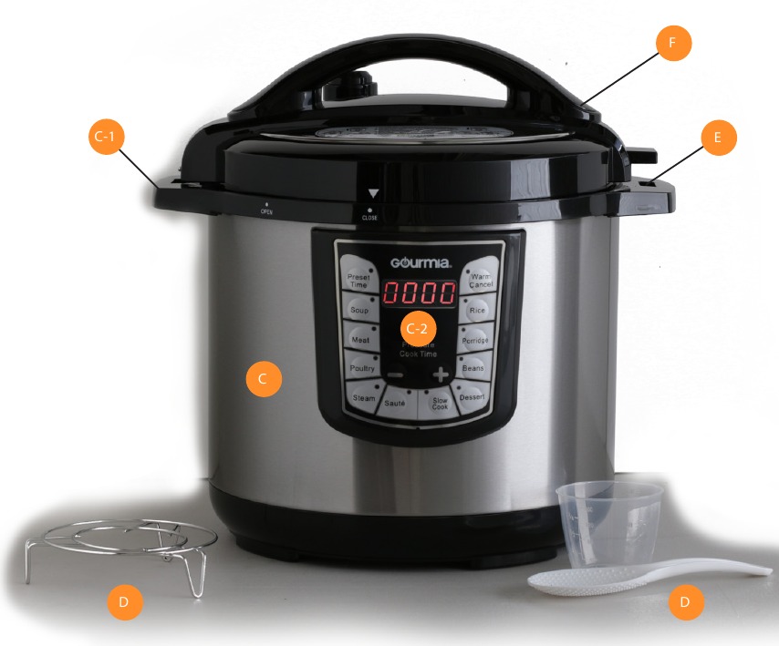 Gourmia GPC800 8 QT. Electric Digital Multipurpose Pressure Cooker