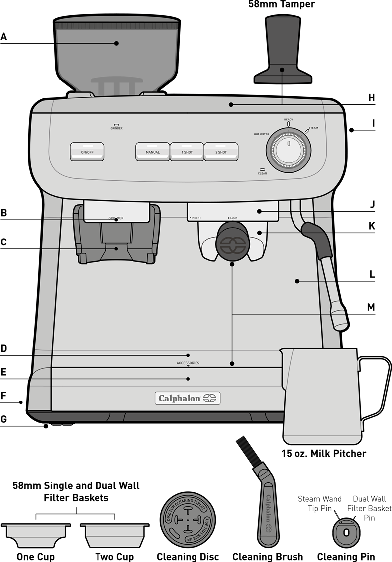 Calphalon BVCLECMPBM1 Temp iQ Espresso Machine with Grinder Manual ManualsLib