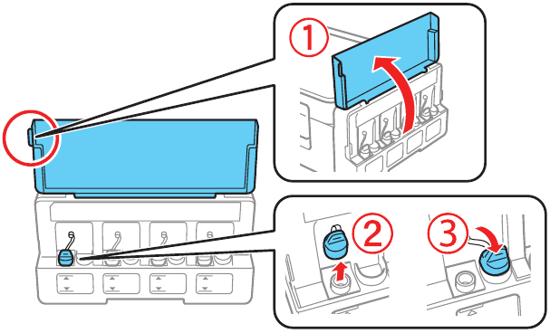 Filling ink tanks - Step 1 - Open ink tank cover