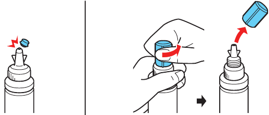 Filling ink tanks - Step 2 - Unscrew the lid