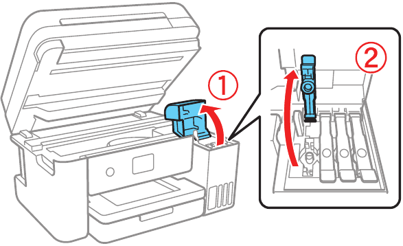 Fill ink tanks - Step 1 - Open the ink tank cover