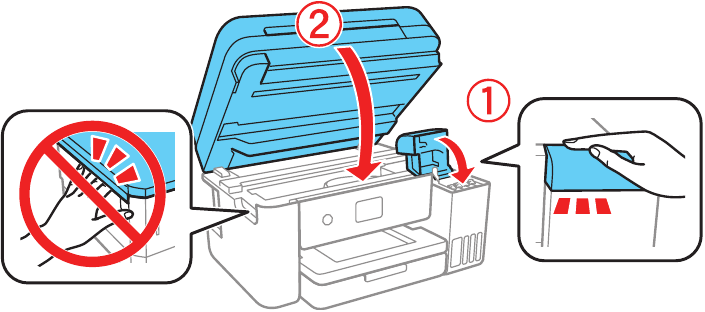 Fill ink tanks - Step 5 - Close the ink tank cover