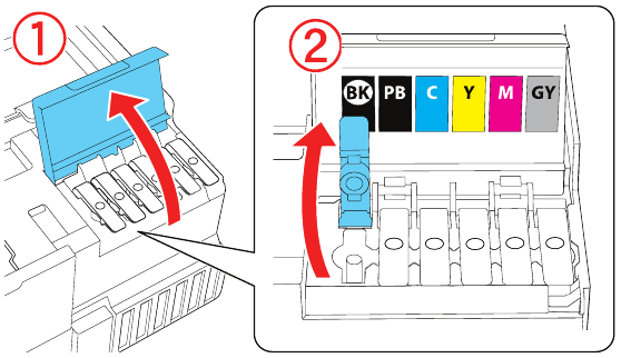 Filling the ink tanks - Step 2