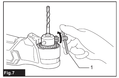 Installing or removing drill bit - Step 1