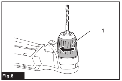 Installing or removing drill bit - Step 2