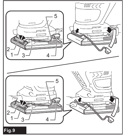 Using abrasive paper with dustsuction hole - Step 2