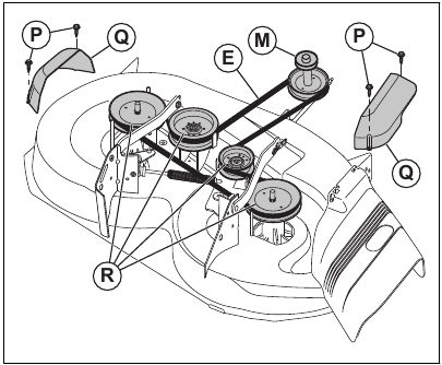 Cutting deck - Removing drive belt for unit blade