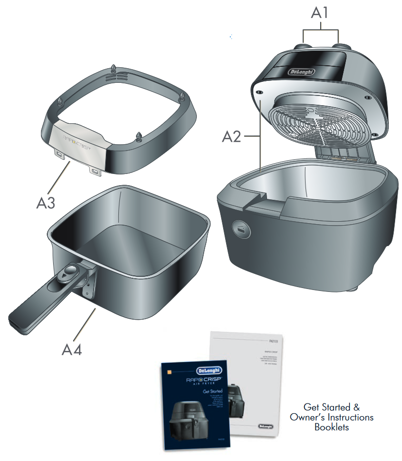 DeLonghi Rapid Crisp FH2133 Digital Air Fryer, 360 View, 4Qt Manual