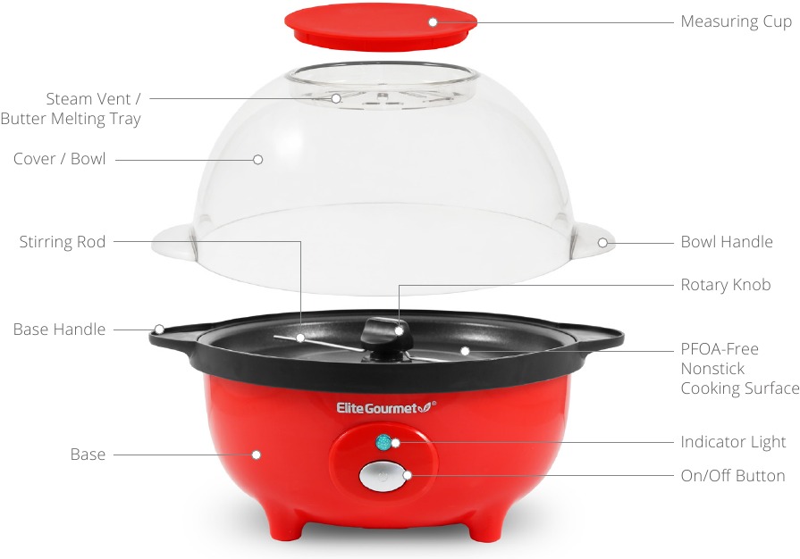 Elite Gourmet EPM330M 3QT. Automatic Stirring Popcorn Maker Manual