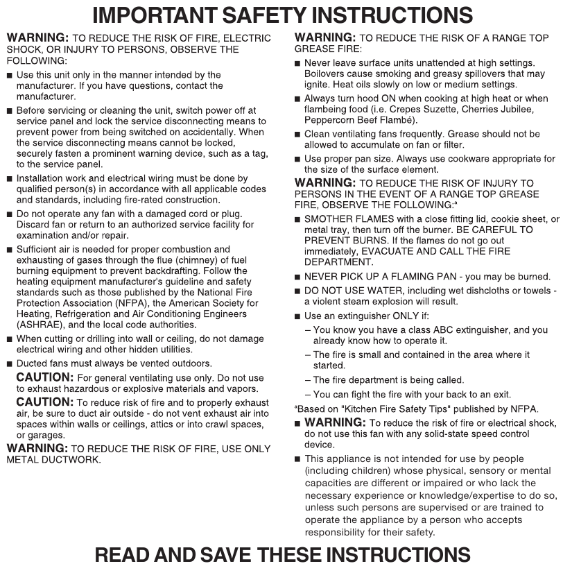 IMPORTANT SAFETY INSTRUCTIONS