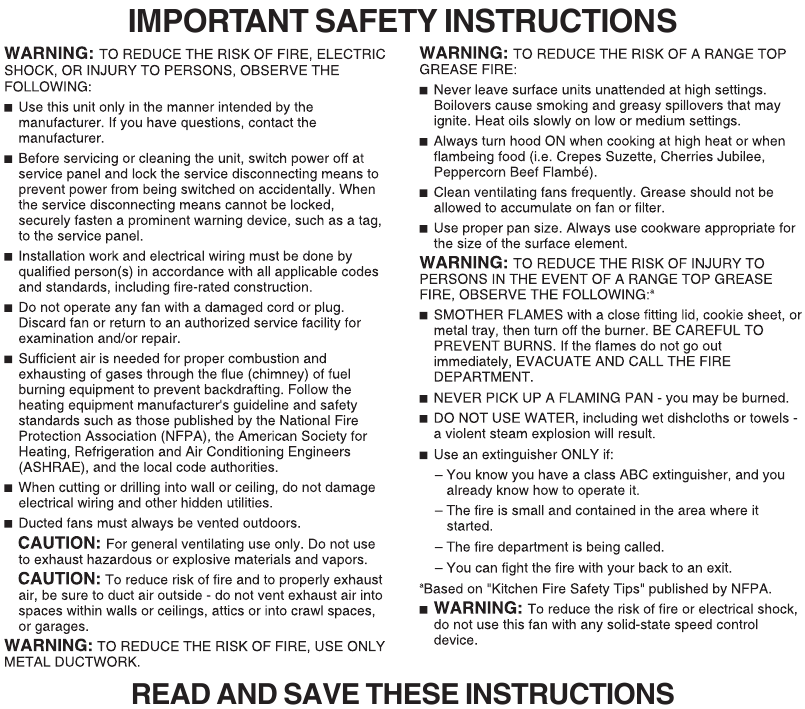 IMPORTANT SAFETY INSTRUCTIONS