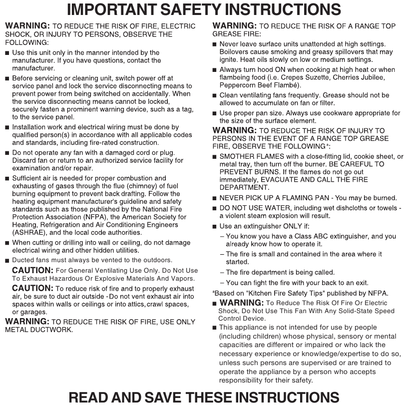 IMPORTANT SAFETY INSTRUCTIONS