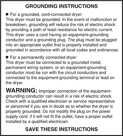 GROUNDING INSTRUCTIONS