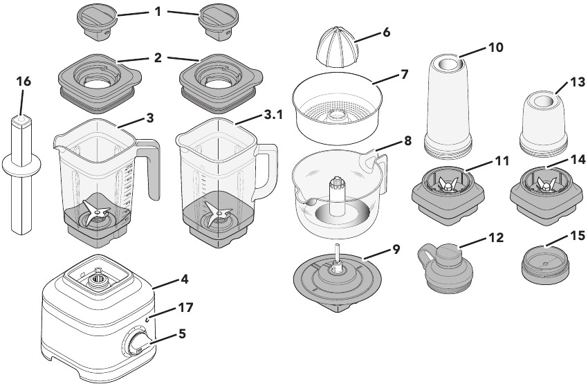 KitchenAid K400 blender parts diagram