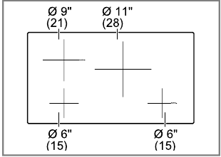 Cooktop burners dimensions