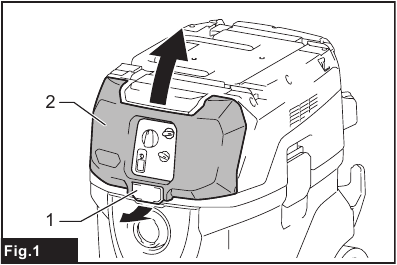 Installing battery cartridge - Step 1